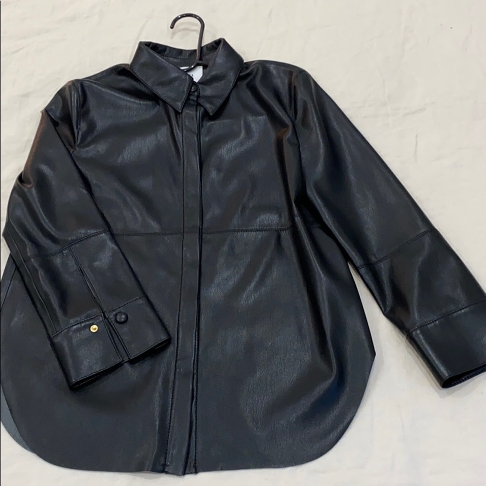 Nanushka black vegan leather shirt XS
